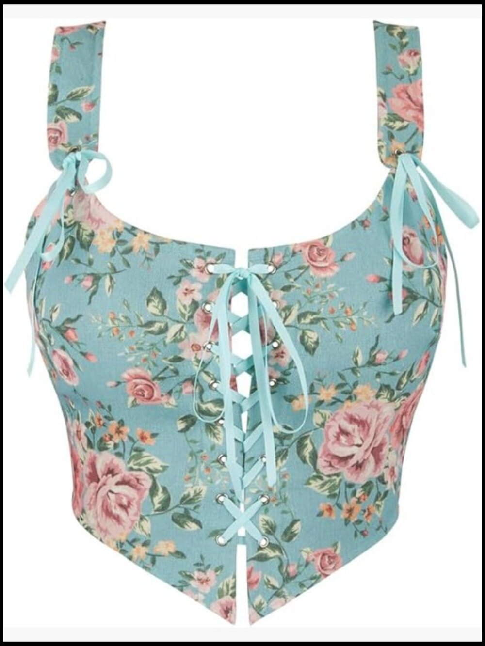 Vintage Floral Lace Up Corset Bustier Shapewear Top Y2K Trendy